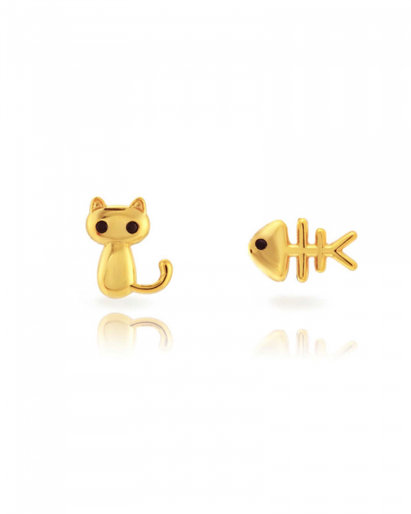 Pendientes Gato y Pez Oro
