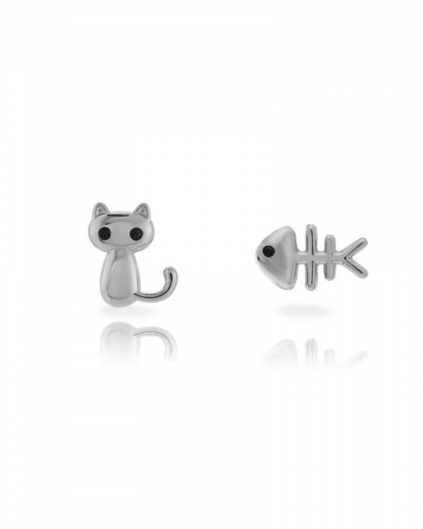 Pendientes Gato y Pez Plata