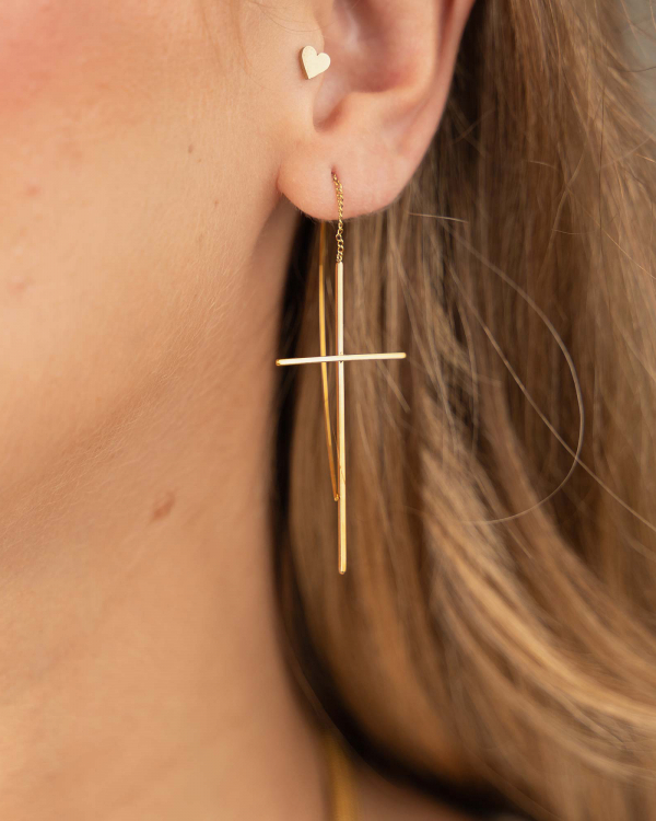 Pendientes Cruz Cadena Gold