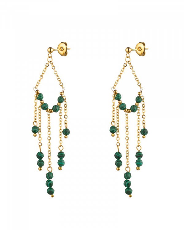 Pendientes Lumpi Malaquita Gold