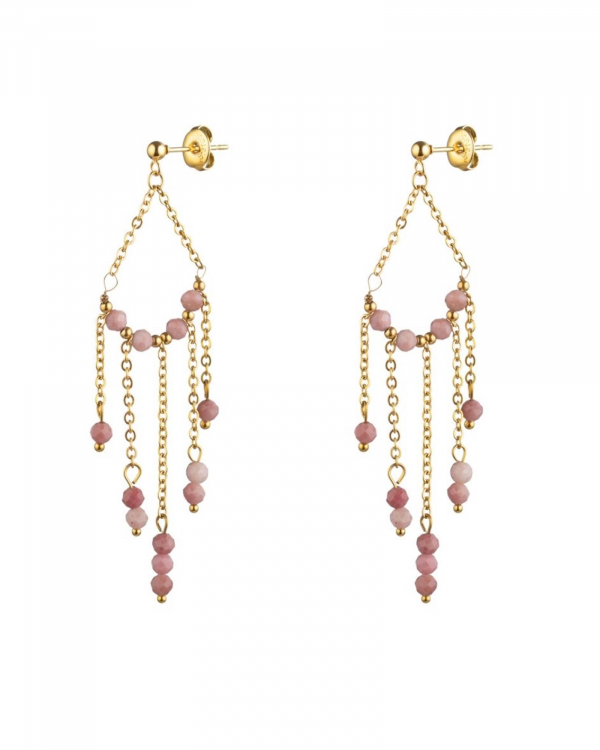 Pendientes Lumpi Rodonita Gold