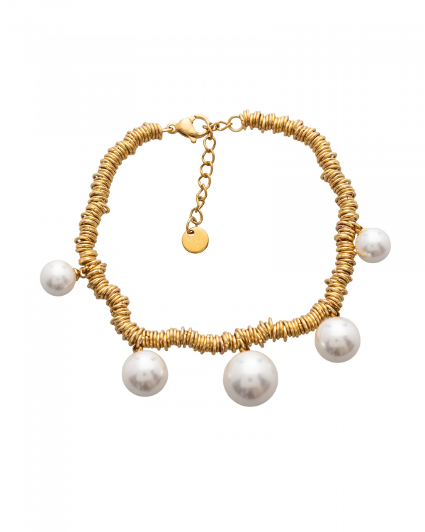 Pulsera Cinco Perlas Gold