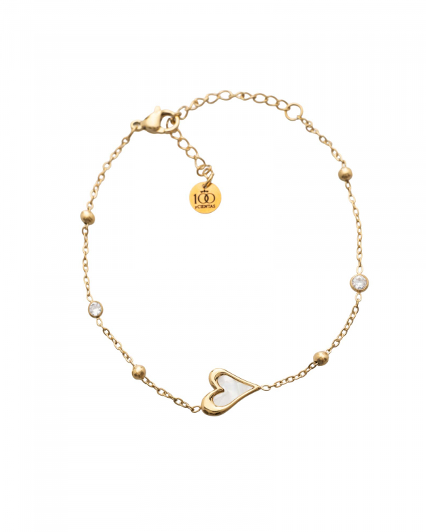 Pulsera Corazón Nácar Gold