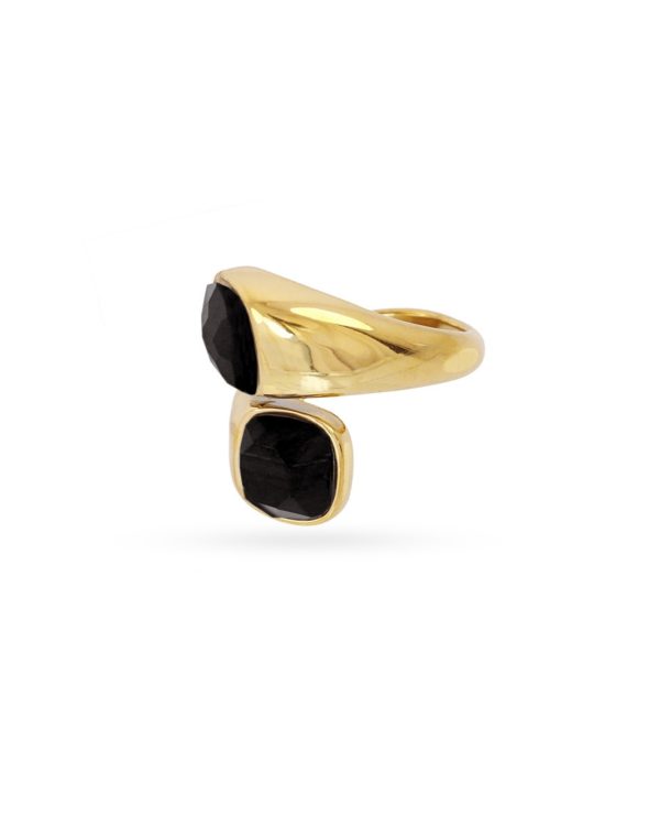 Anillo Doble Piedra Onix Gold