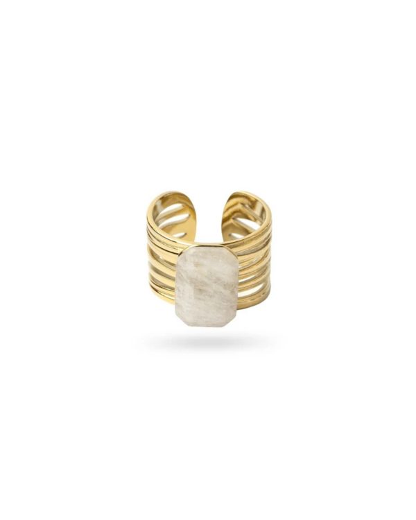 Anillo Neral Cuarzo Blanco Gold