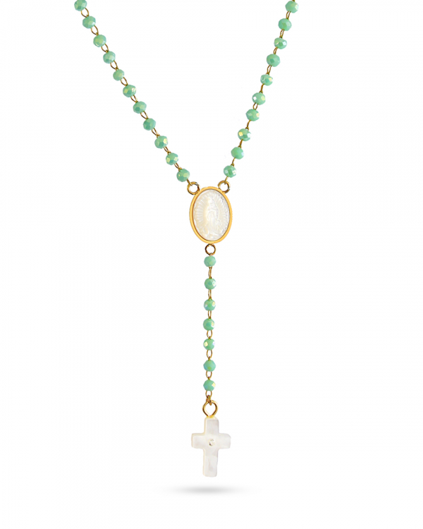 Collar Milagrosa Nácar Amazonita Gold