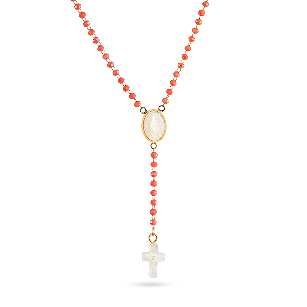 Collar Milagrosa Nácar Coral Gold