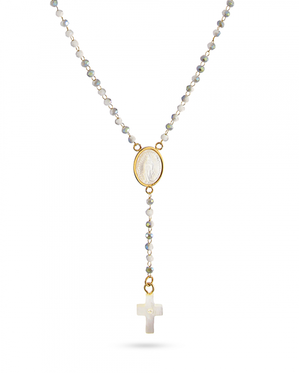 Collar Milagrosa Nácar Gris Gold