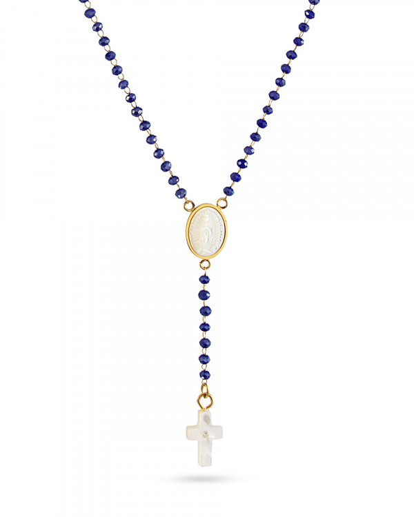 Collar Milagrosa Nácar Lapislazuli Gold