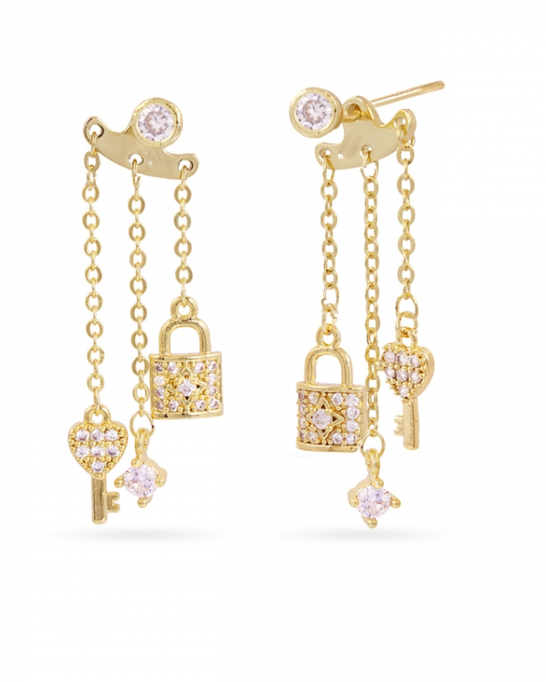 Pendientes Candado Cadenas Gold