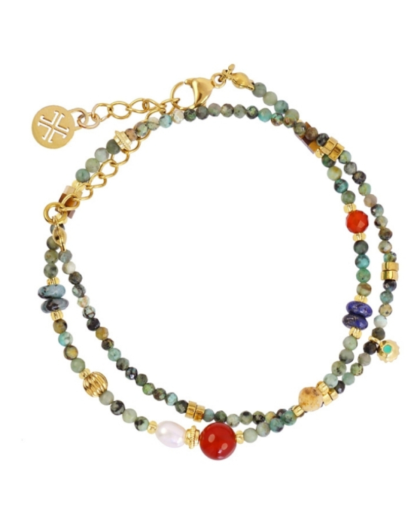 Pulsera doble Jaspe Gold