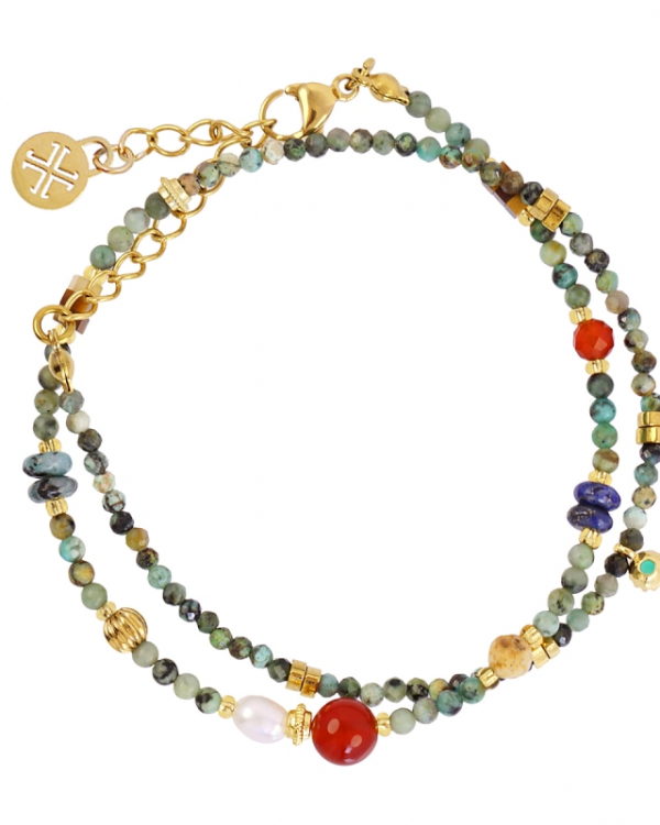 Pulsera doble Jaspe Gold