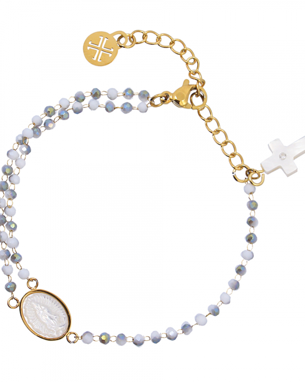 Pulsera Milagrosa Nácar Agata Blanca Gold