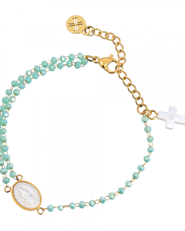 Pulsera Milagrosa Nácar Amazonita Gold