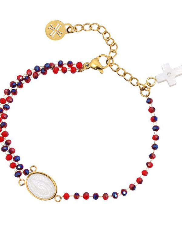 Pulsera Milagrosa Nácar Roja Gold
