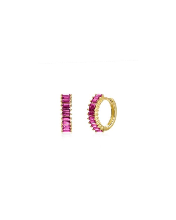 Mini aro Baguette Fucsia Oro