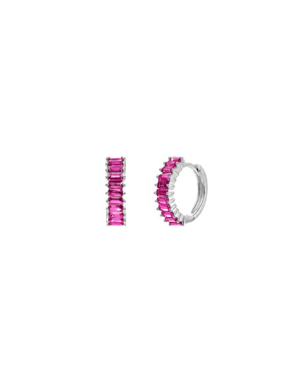 Mini aro Baguette Fucsia Plata