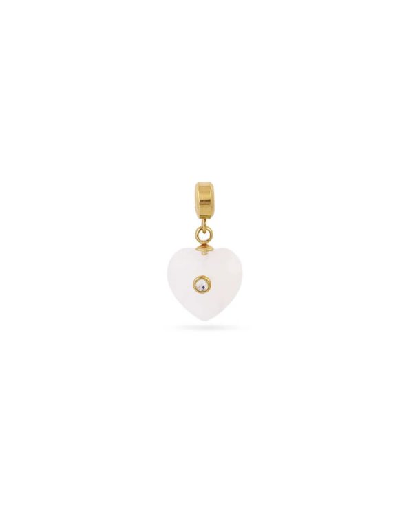 Charm Corazón Cuarzo Blanco Gold