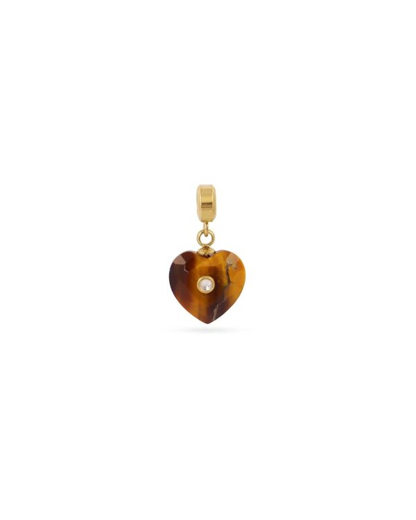 Charm Corazón Ojo de Tigre Gold