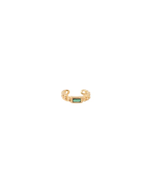 Ear Cuff Cadena Verde Gold