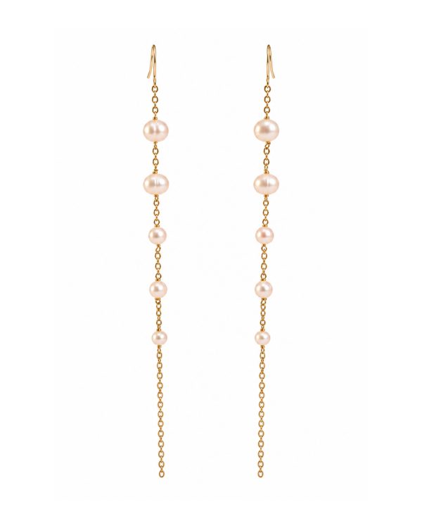 Pendientes 5 Perlas Vertical Gold