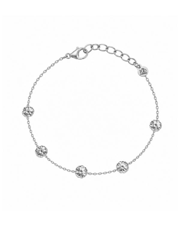 Pulsera Cinco Flores Acero